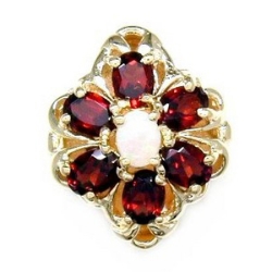 B2120 14K SLIDE OPAL CENTER & GARNET SIDES 